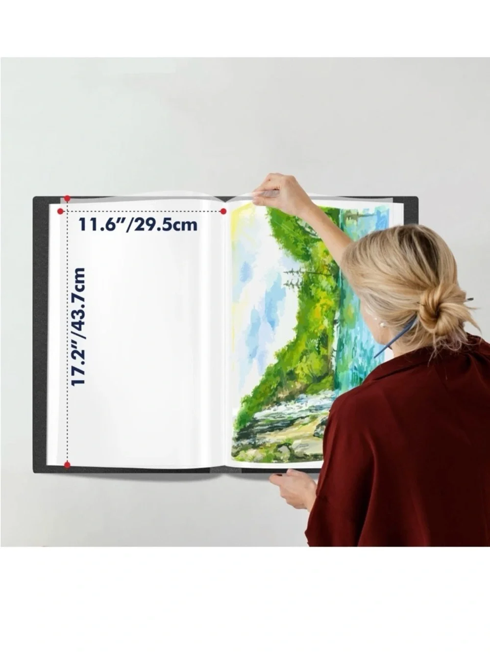 Art Portfolio Folder, 40 Clear Pockets Paper Protectors Display 80 Pages 17”x12” - Picture 4 of 8